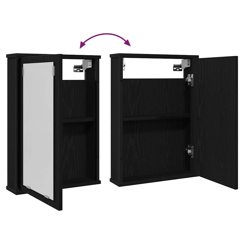 Bathroom Mirror Cabinet Black Oak 42x12x60 cm Engineered Wood