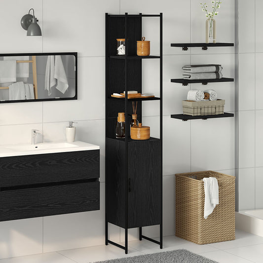 Bathroom Cabinet Black oak 33 x 33 x 185.5 cm Engineered Wood