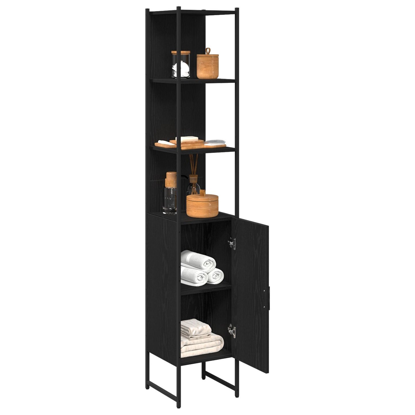 Bathroom Cabinet Black oak 33 x 33 x 185.5 cm Engineered Wood