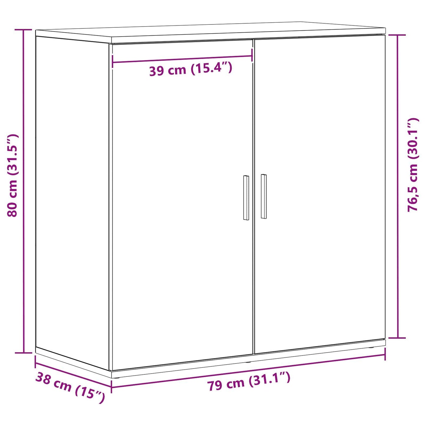 Sideboard Black oak 79 x 38 x 80 cm Engineered wood