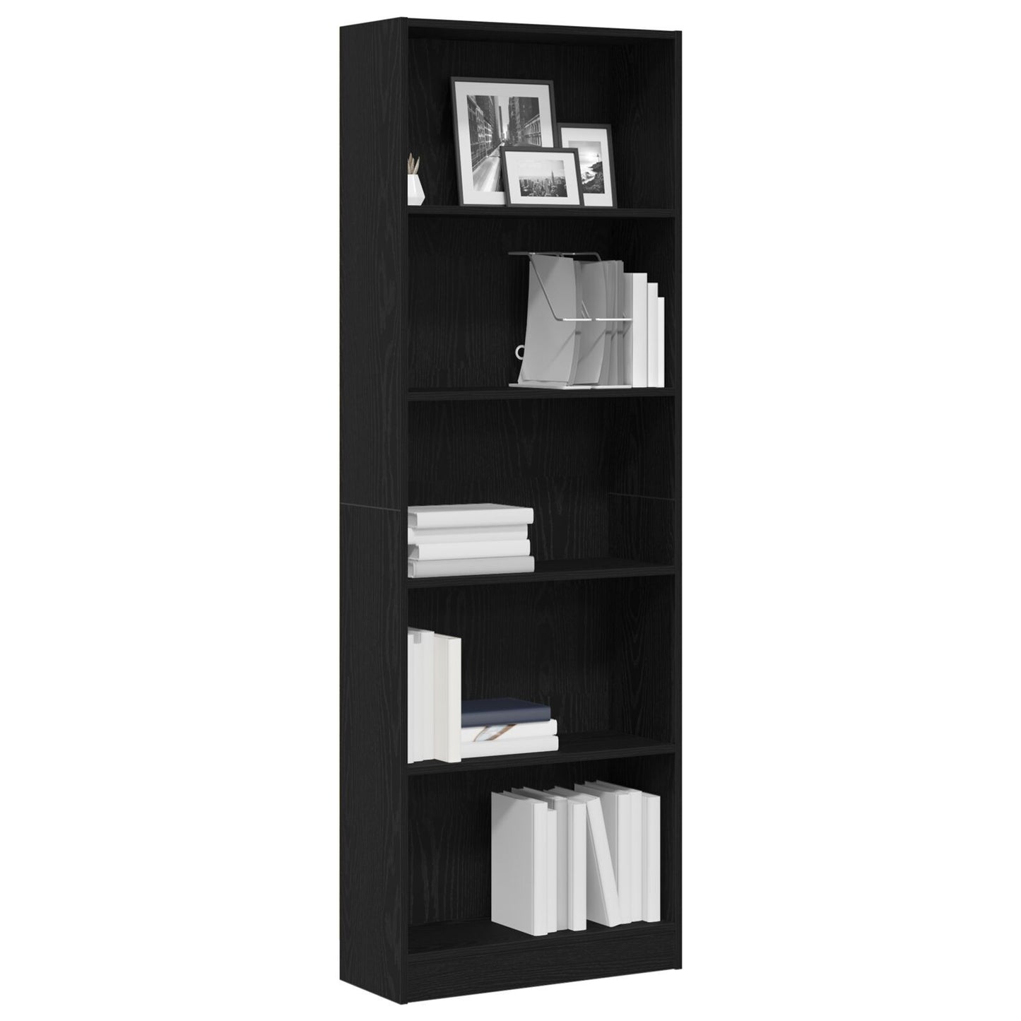 Bookshelf Black Oak 60 x 24 x 176 cm Engineered Wood
