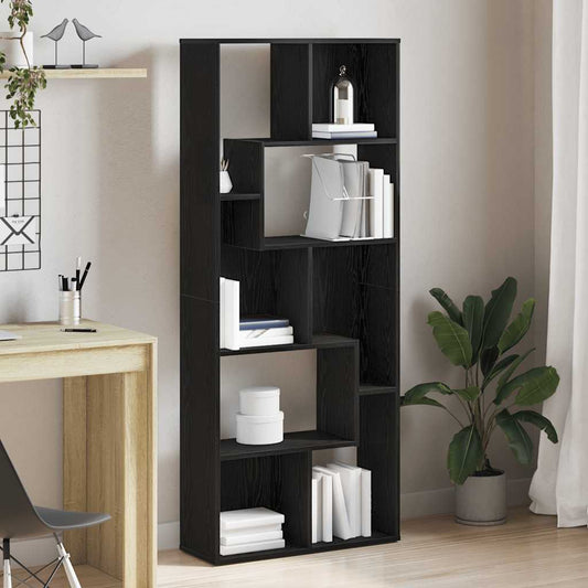 Bookcase Black Oak 67x24x161 cm Engineered Wood