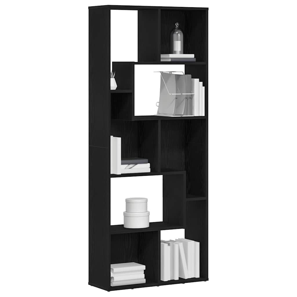 Bookcase Black Oak 67x24x161 cm Engineered Wood