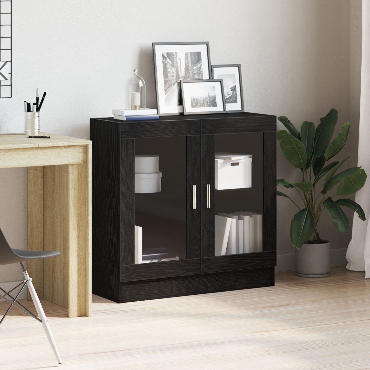 Book Cabinet Black oak 82.5 x 30.5 x 80 cm Engineered Wood
