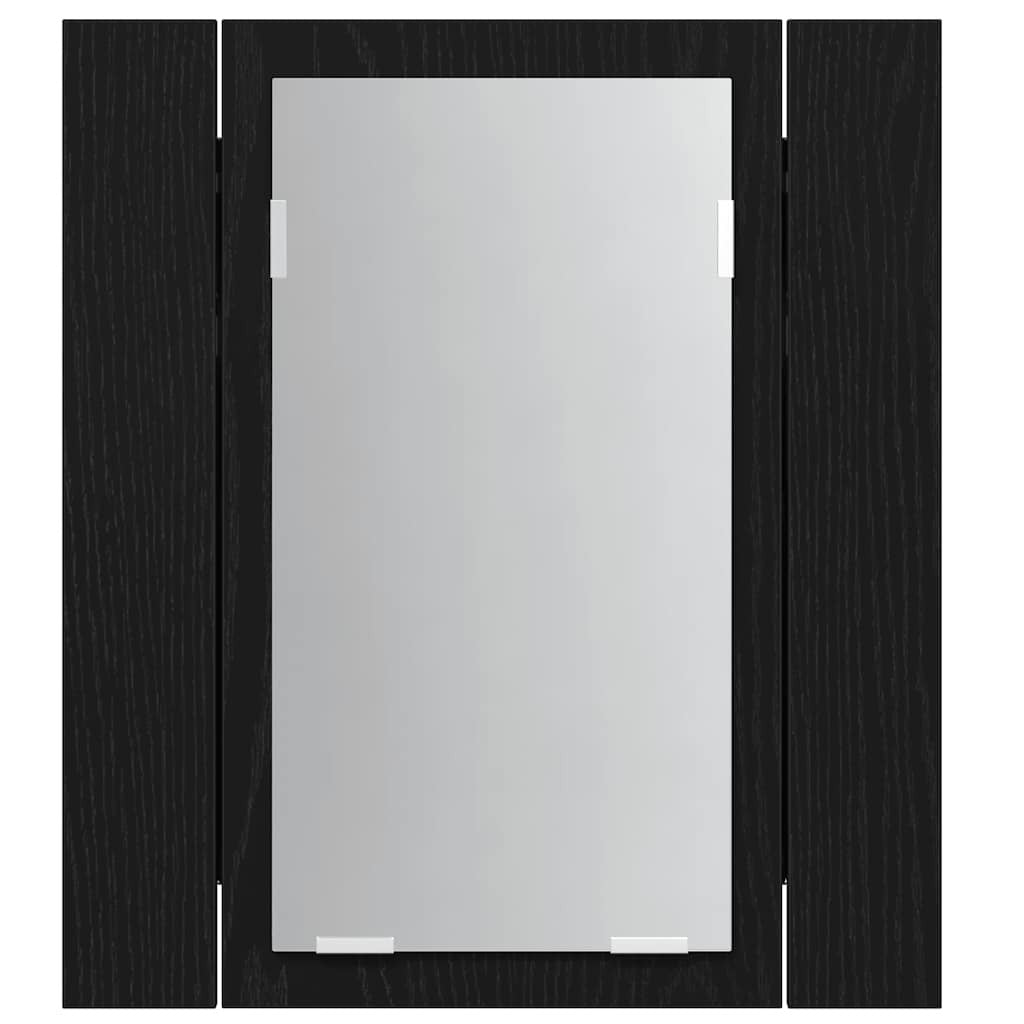 LED Bathroom Mirror Cabinet Black Oak 40x12x45 cm Engineered Wood