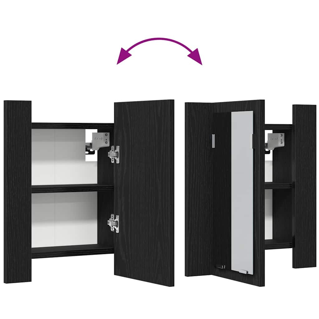 LED Bathroom Mirror Cabinet Black Oak 40x12x45 cm Engineered Wood