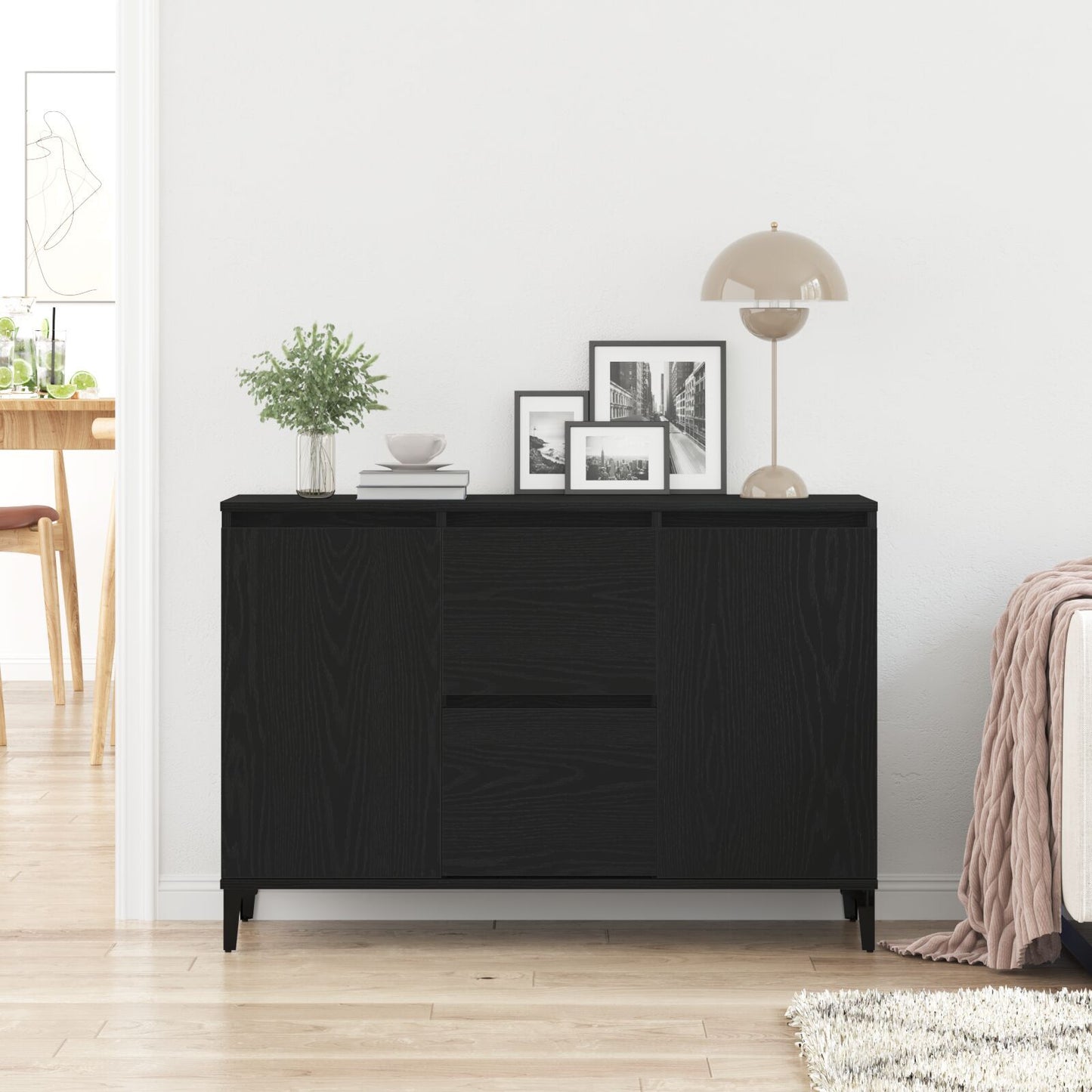 Sideboard with Drawer Black 104 x 35 x 70 cm Engineered wood