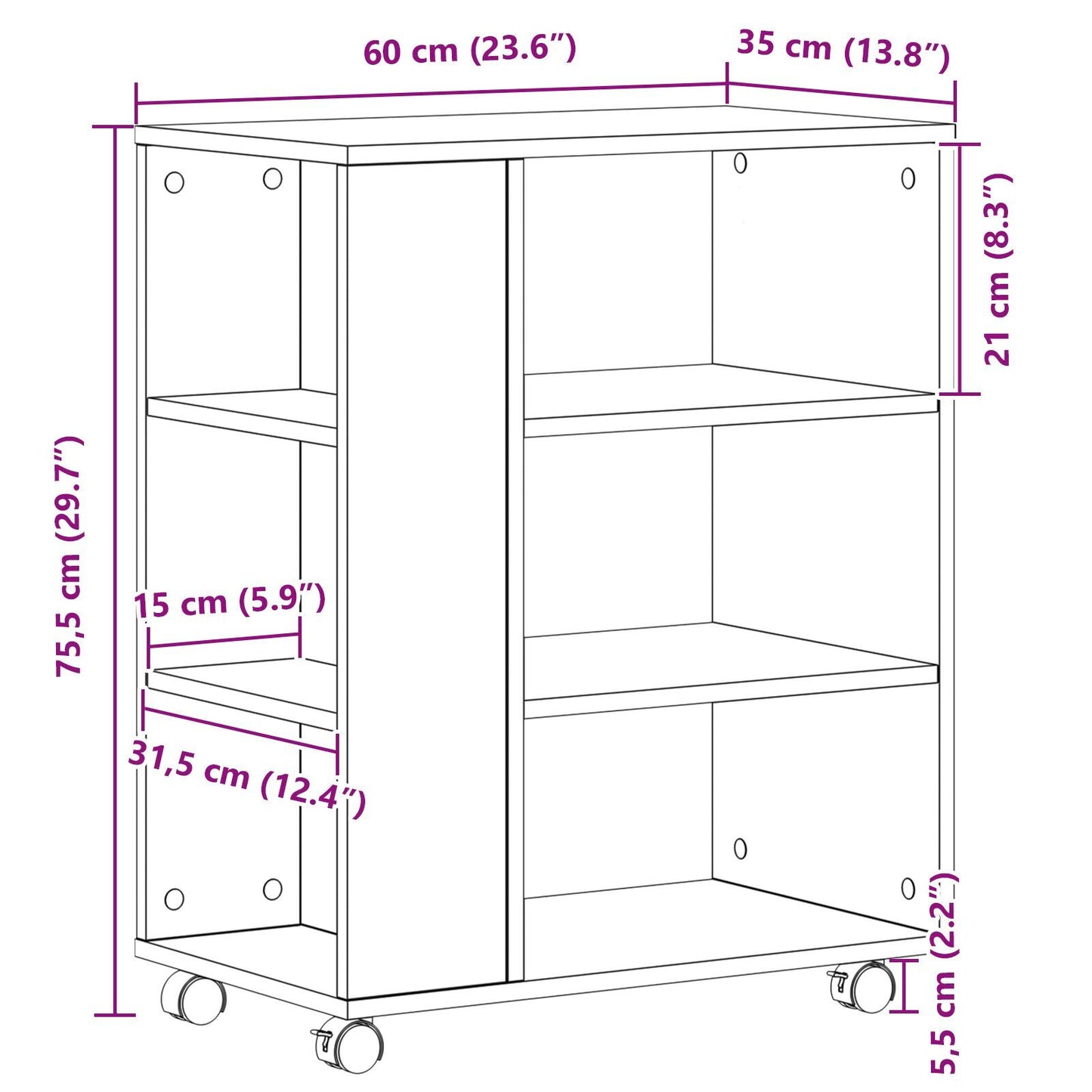 Storage Cabinet Black oak 60 x 35 x 75 cm Engineered Wood