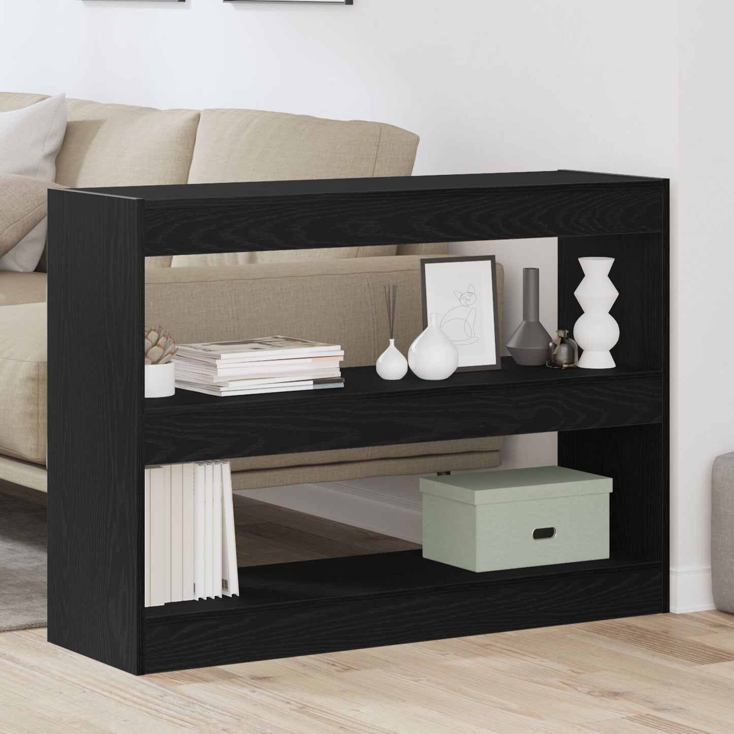 Bookcase Black oak 100 x 30 x 72 cm Engineered Wood