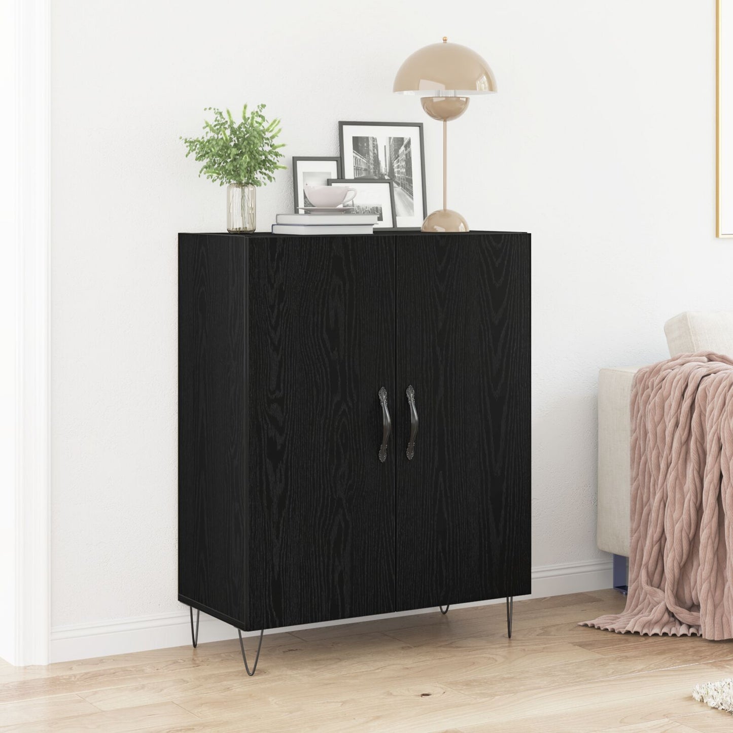 Sideboard Black oak 69.5 x 34 x 90 cm Engineered wood