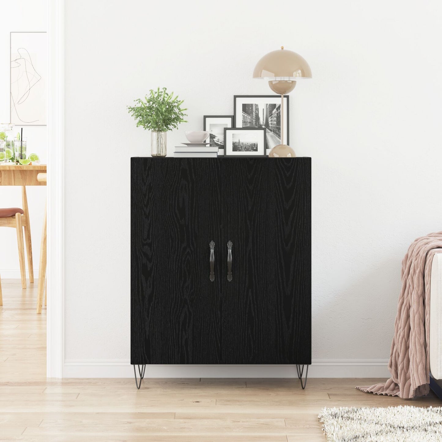 Sideboard Black oak 69.5 x 34 x 90 cm Engineered wood