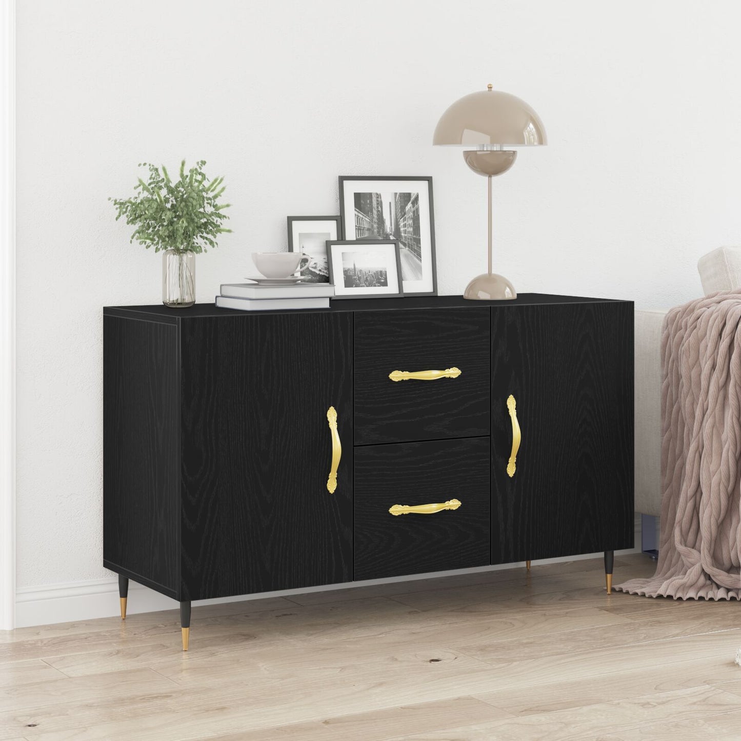 Sideboard Black oak 100 x 36 x 60 cm Engineered wood