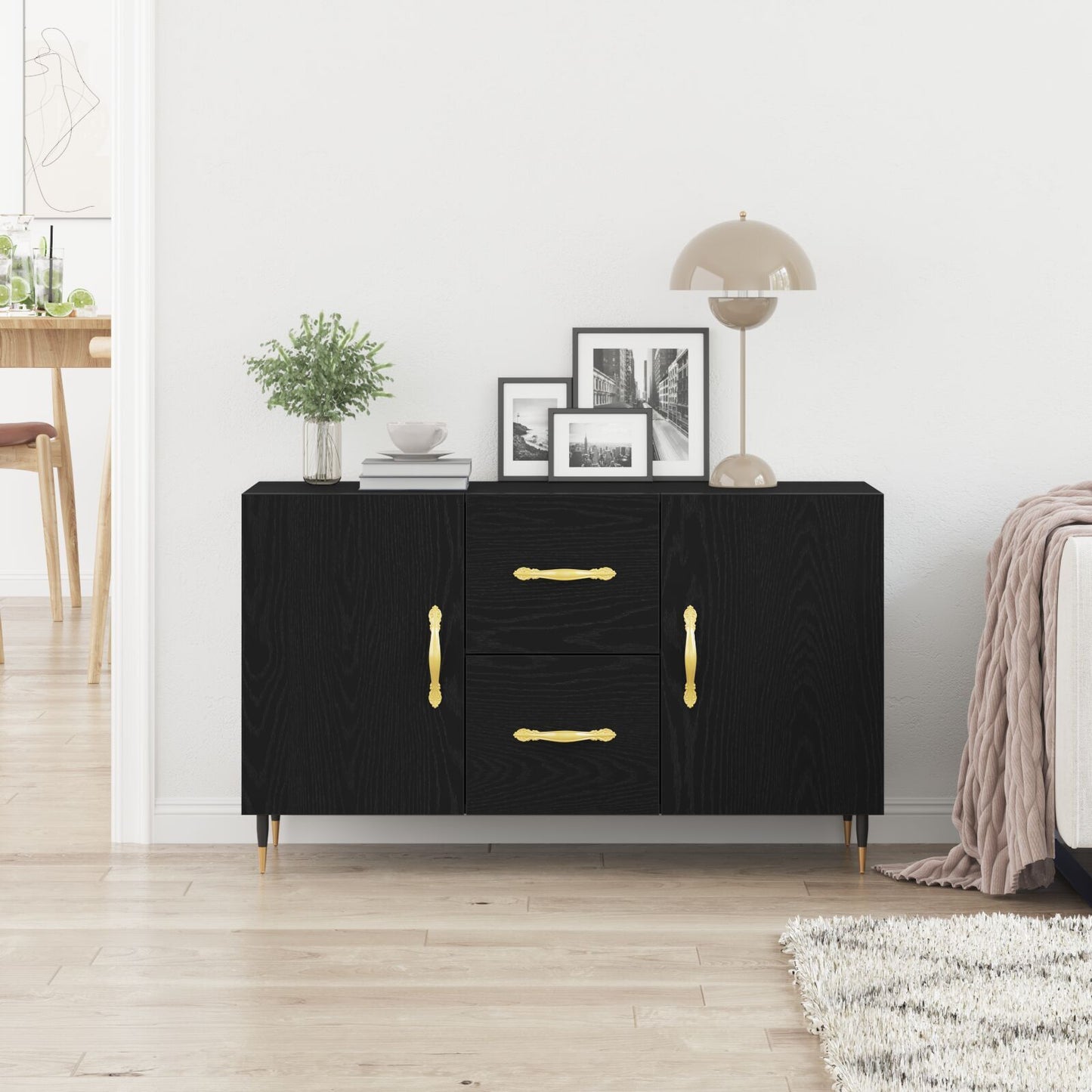 Sideboard Black oak 100 x 36 x 60 cm Engineered wood