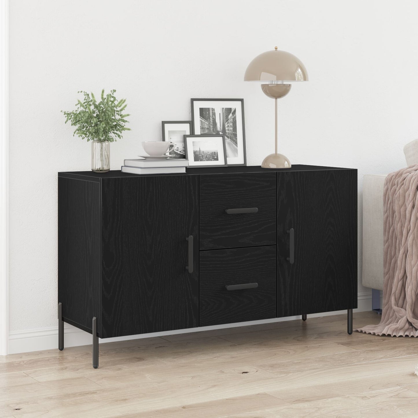 Sideboard Black oak 100 x 36 x 60 cm Engineered wood