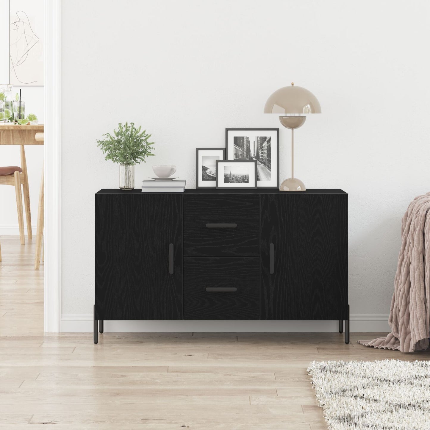 Sideboard Black oak 100 x 36 x 60 cm Engineered wood