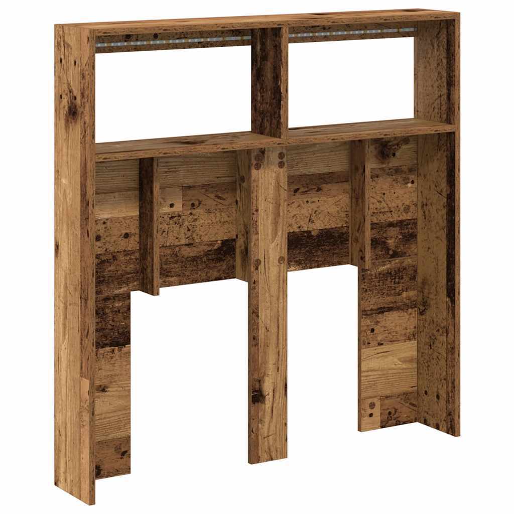 Headboard Cabinet with LED Old Wood 100x17x102 cm