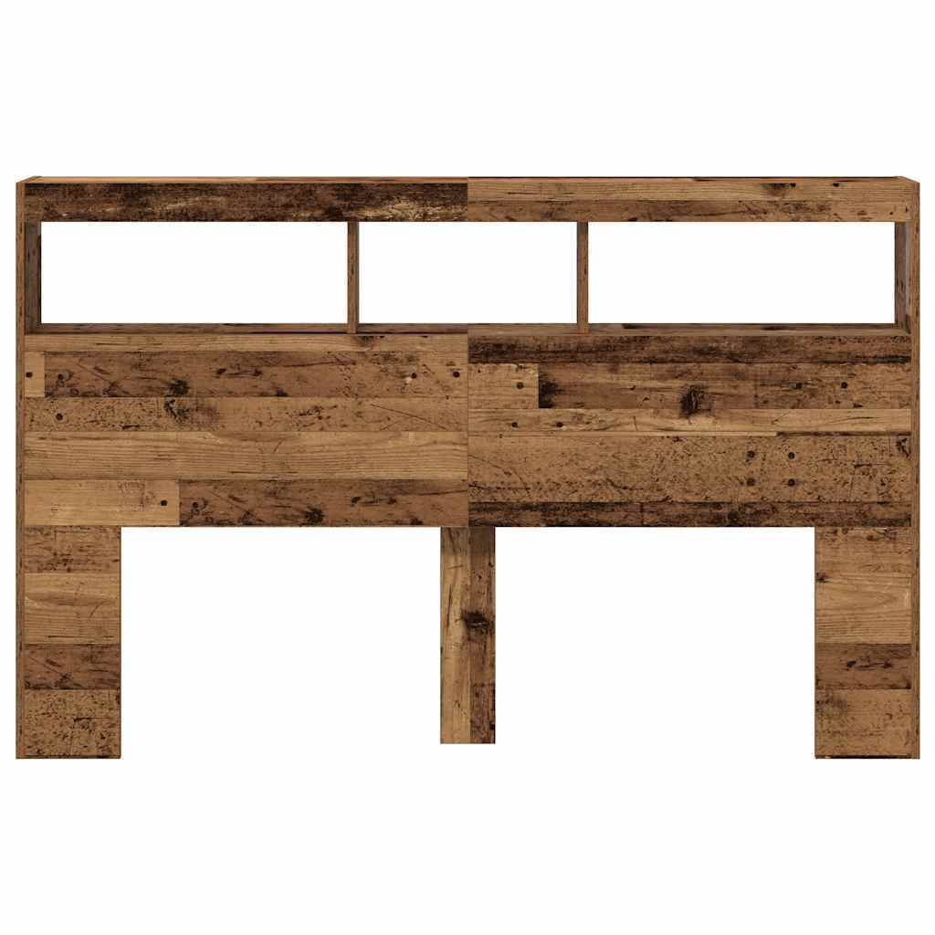 Headboard Cabinet with LED Old Wood 160x17x102 cm