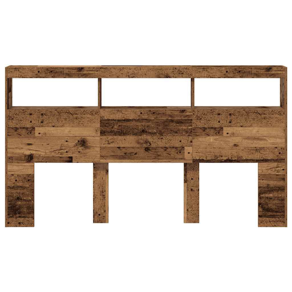 Headboard Cabinet with LED Old Wood 180x17x102 cm