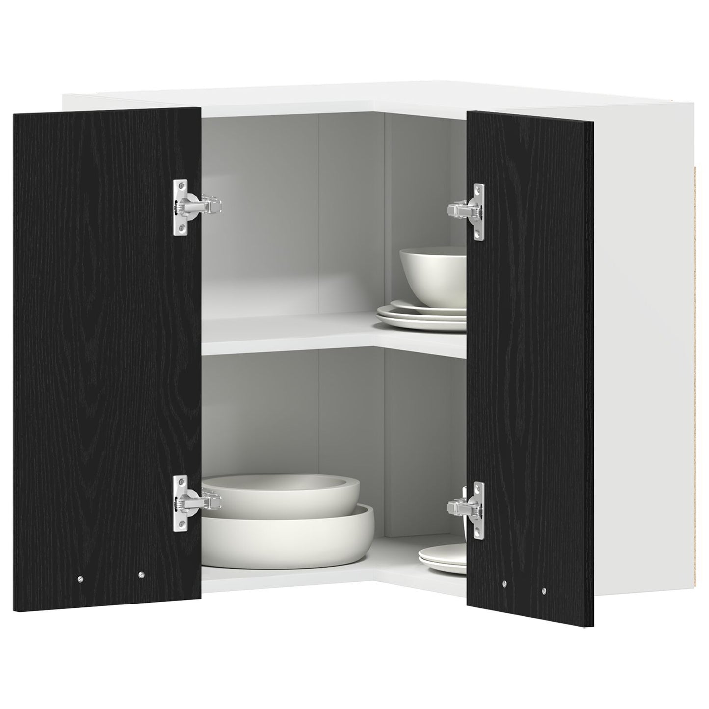 Hanging Corner Cabinet with Shelf Black oak 57 x 57 x 60 cm