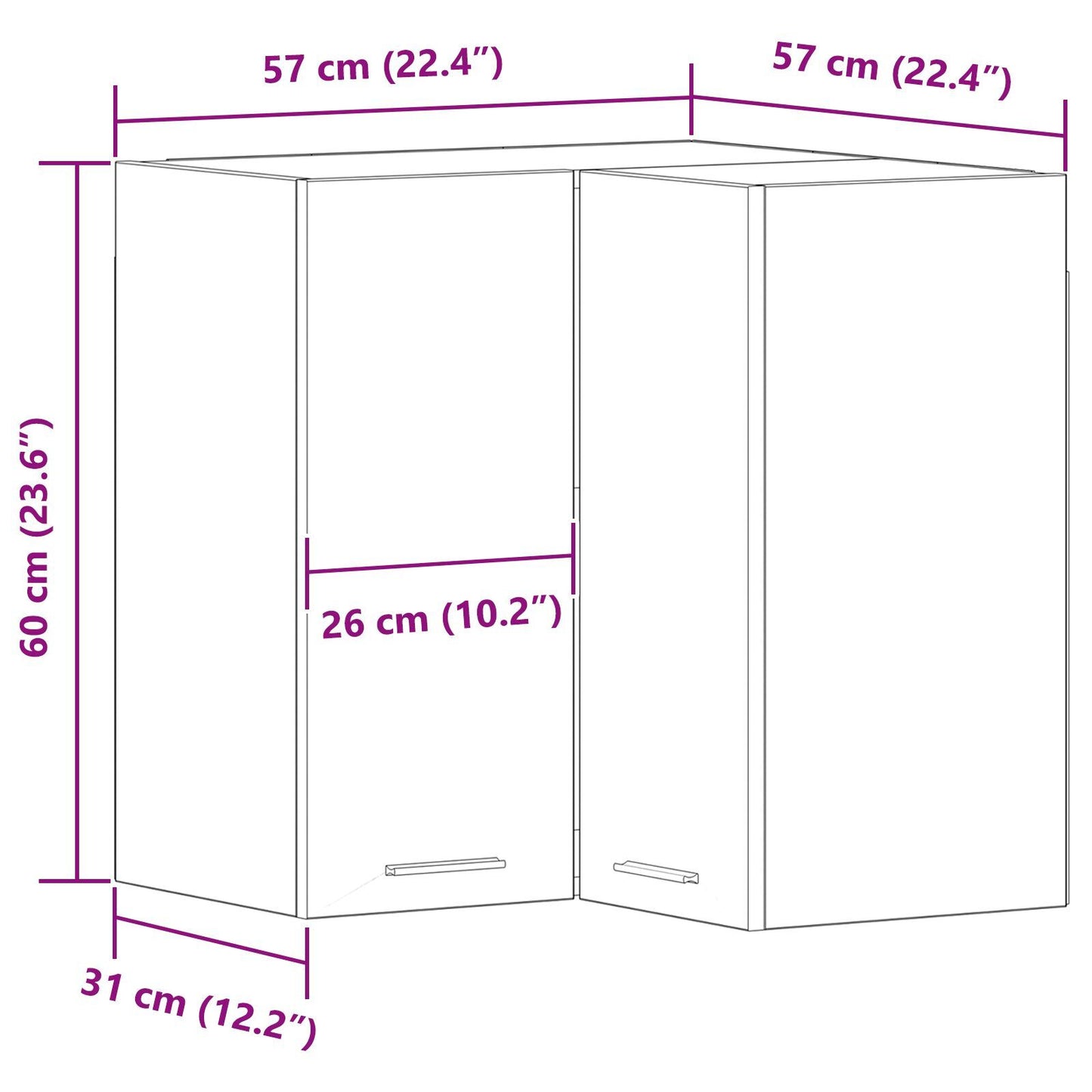 Hanging Corner Cabinet with Shelf Black oak 57 x 57 x 60 cm