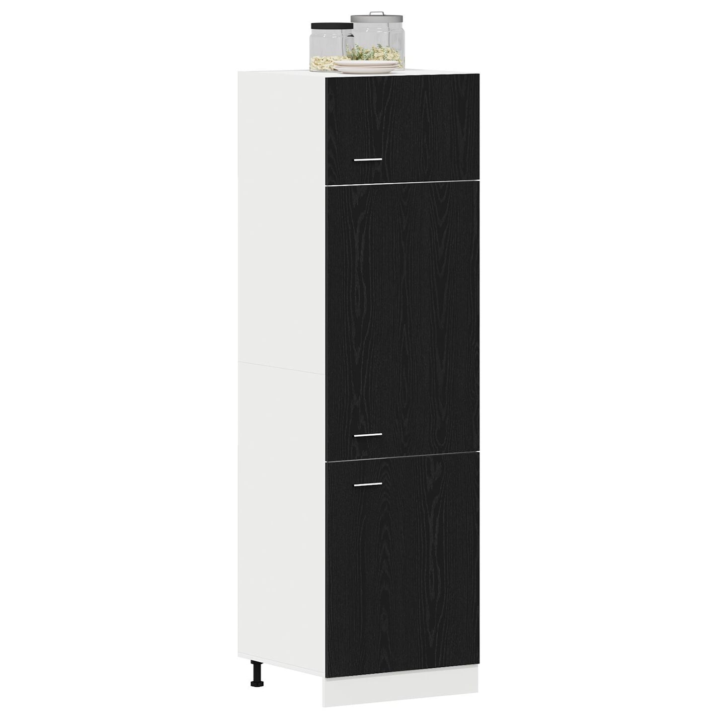 Fridge Cabinet Black oak 60 x 57 x 207 cm Engineered wood