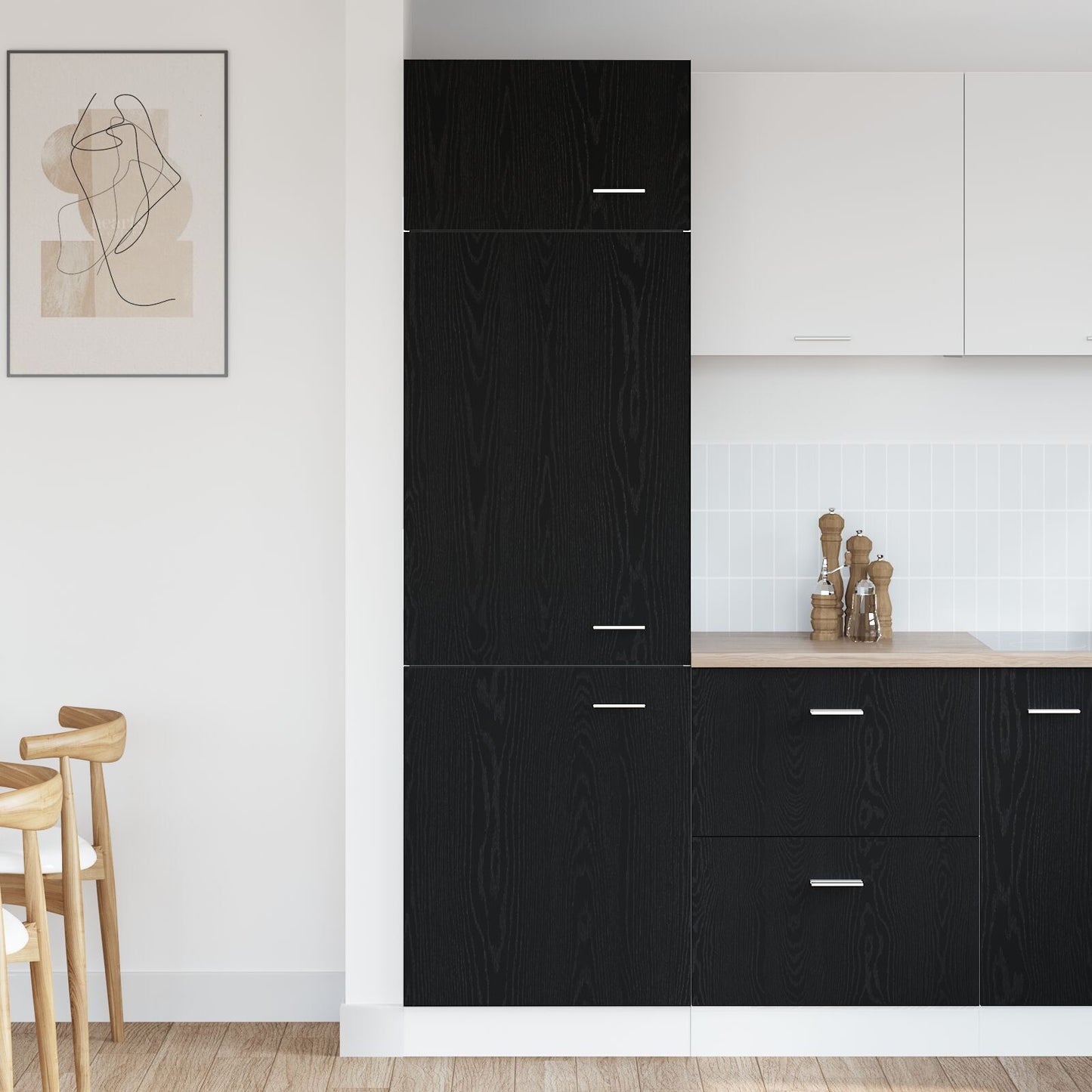 Fridge Cabinet Black oak 60 x 57 x 207 cm Engineered wood