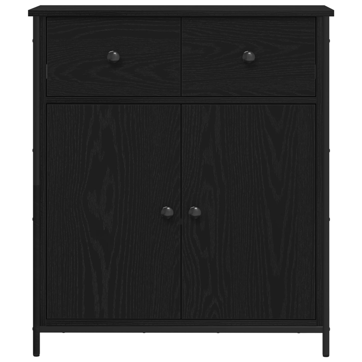 Sideboard with Drawer Black oak 70 x 30 x 80 cm Engineered wood