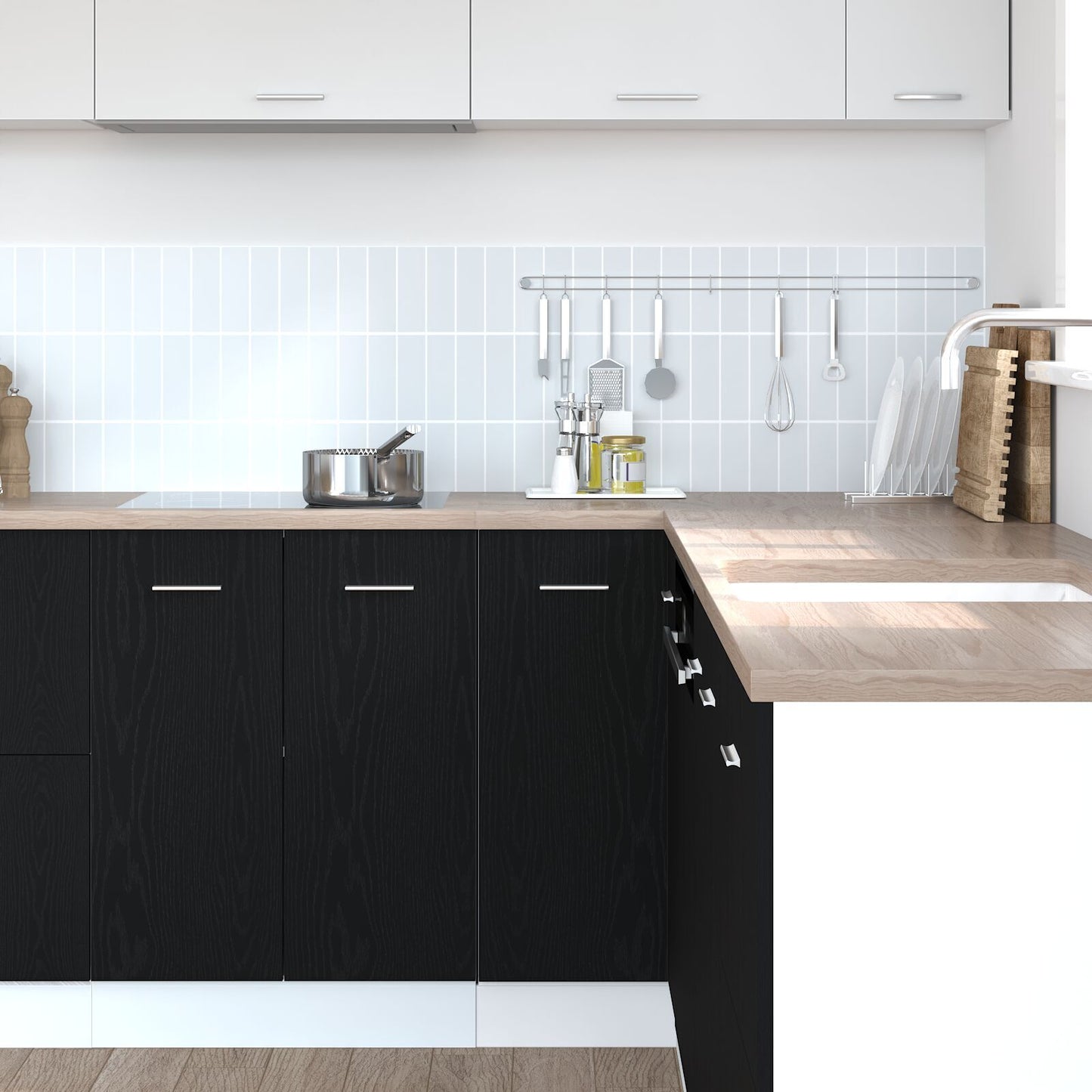 Corner Bottom Cabinet Riga Black oak 75.5 x 75.5 x 81.5 cm