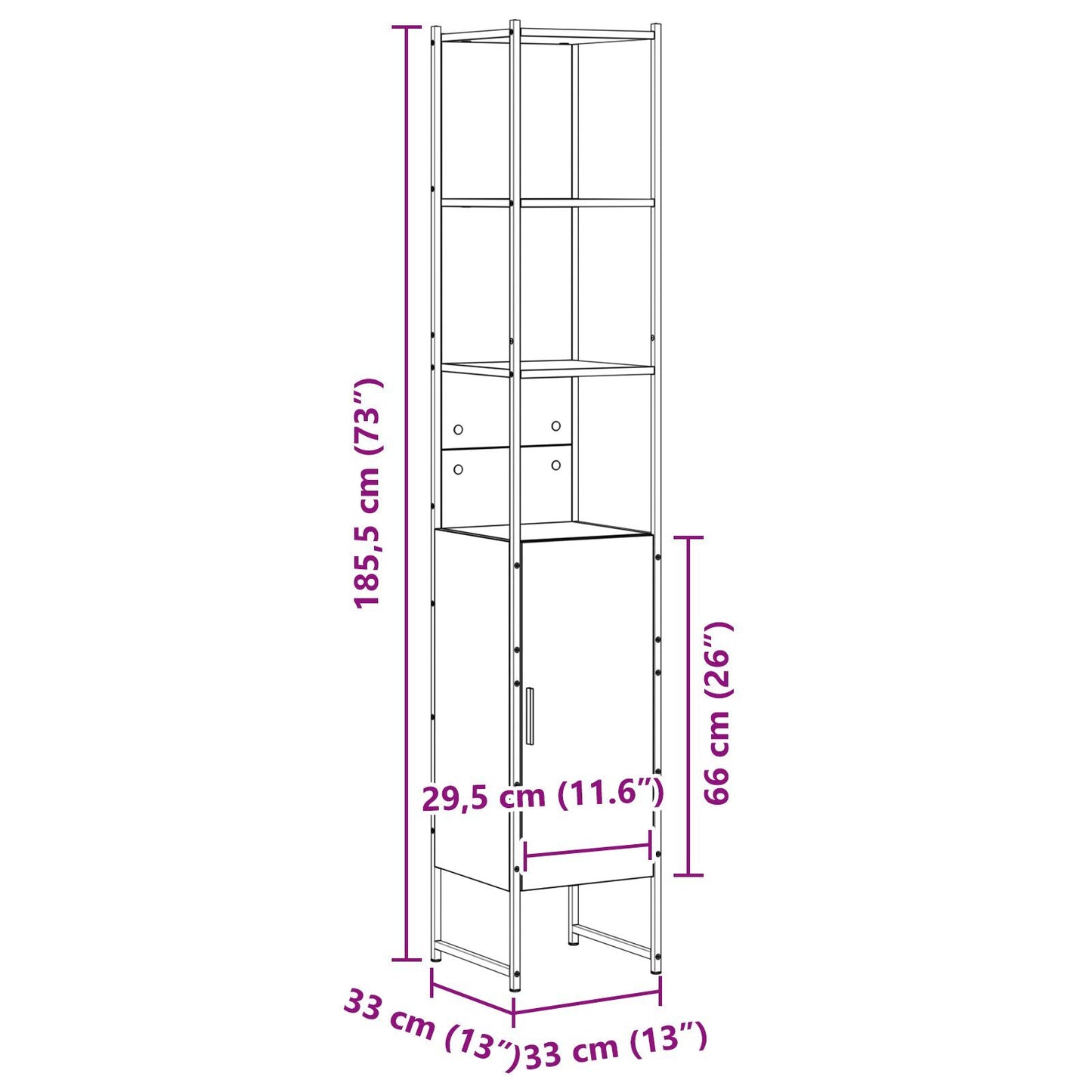 Bathroom Cabinet Beige 33 x 33 x 185.5 cm Engineered wood