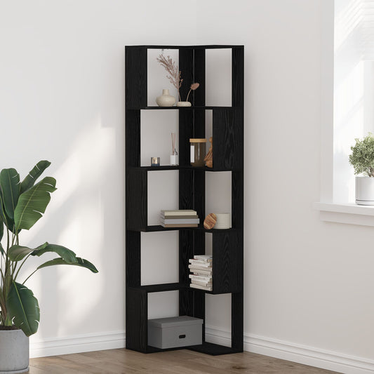 Corner Bookcase Black oak 50 x 50 x 179 cm Engineered wood