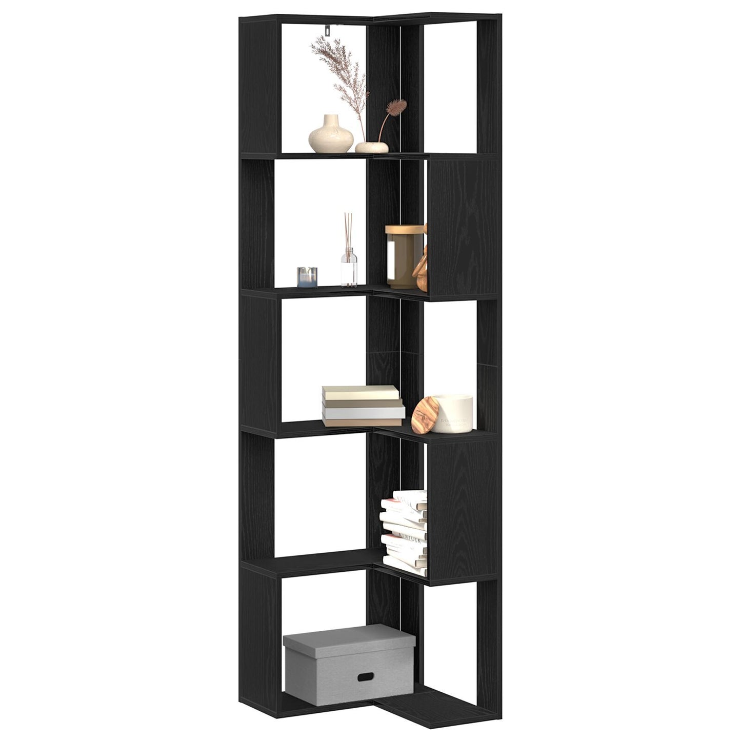 Corner Bookcase Black oak 50 x 50 x 179 cm Engineered wood