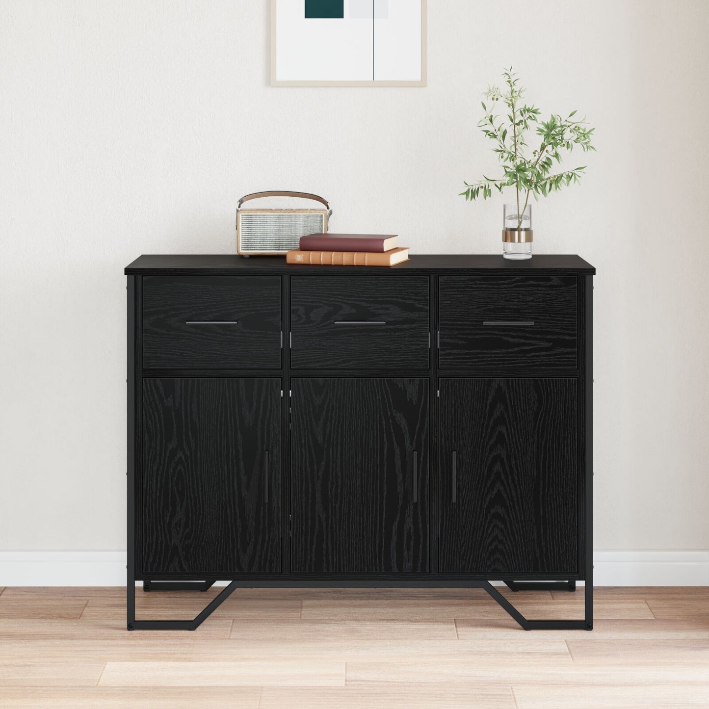 Sideboard Black Oak 97 x 32.5 x 74.5 cm Engineered wood
