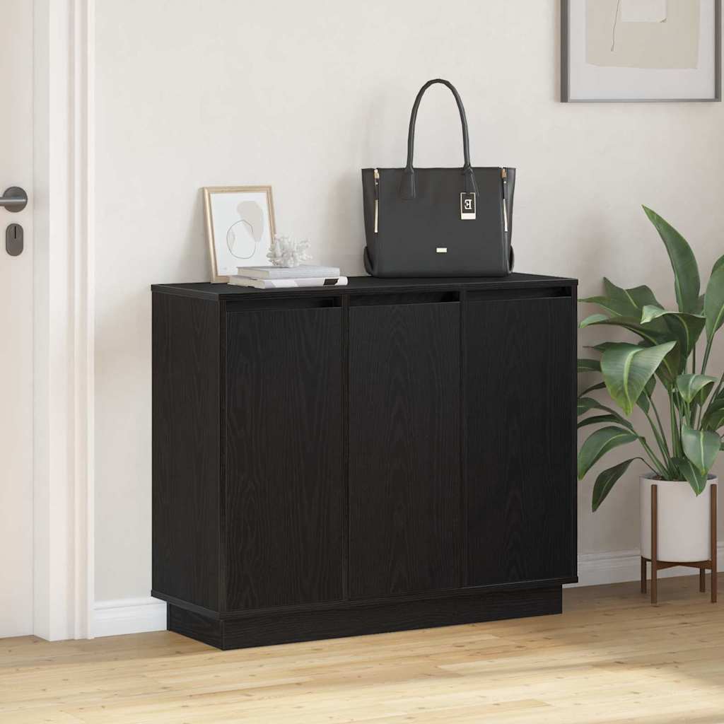 LED Sideboard Black Oak 90 x 32 x 75 cm Engineered Wood