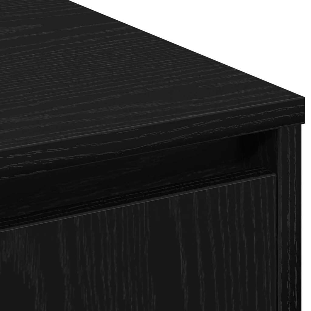 LED Sideboard Black Oak 90 x 32 x 75 cm Engineered Wood