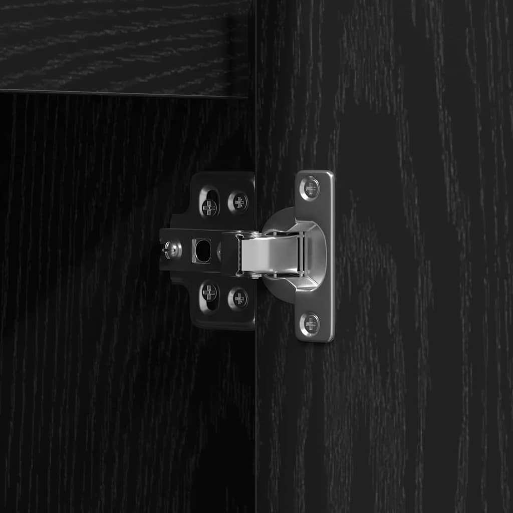 LED Sideboard Black Oak 90 x 32 x 75 cm Engineered Wood