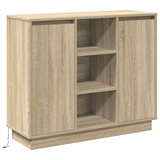 LED Sideboard Sonoma Oak 90 x 32 x 75 cm Engineered Wood