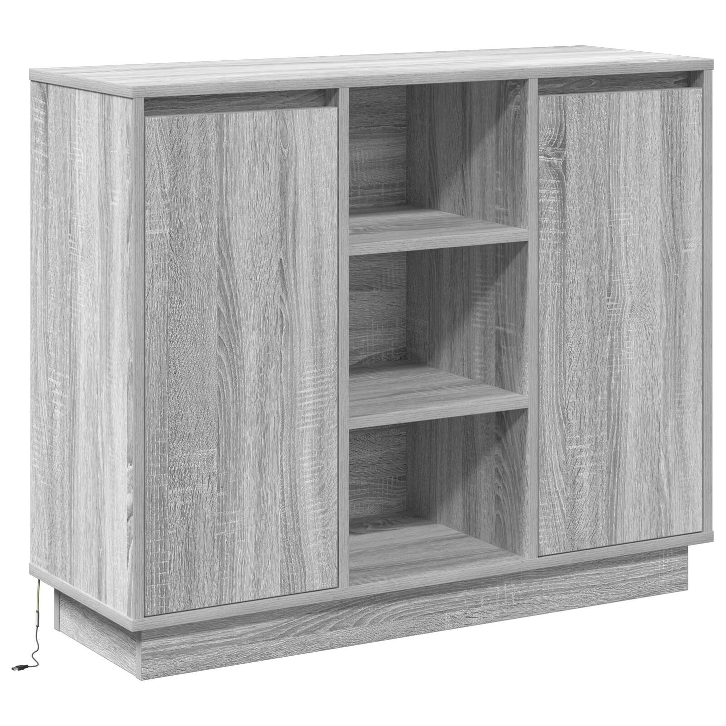 LED Sideboard Grey Sonoma 90 x 32 x 75 cm Engineered Wood