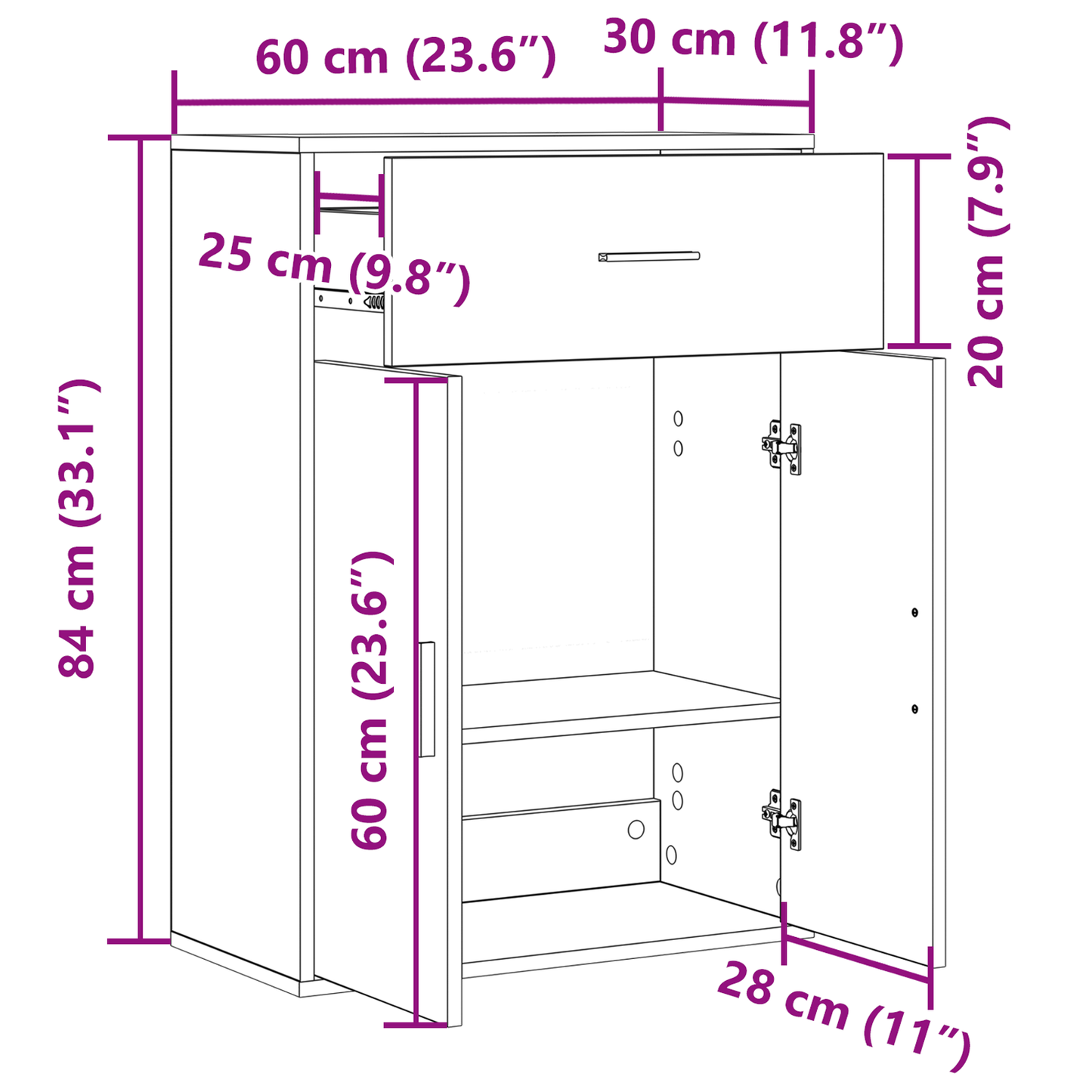 Sideboard with Drawer Old wood