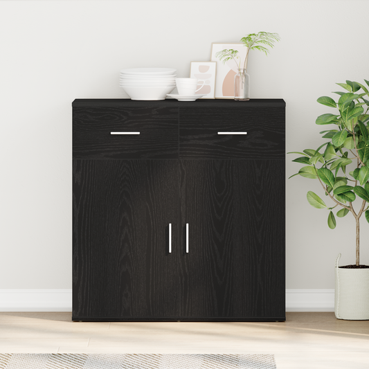 Sideboard with Drawer Black oak 79 x 38 x 80 cm Engineered wood
