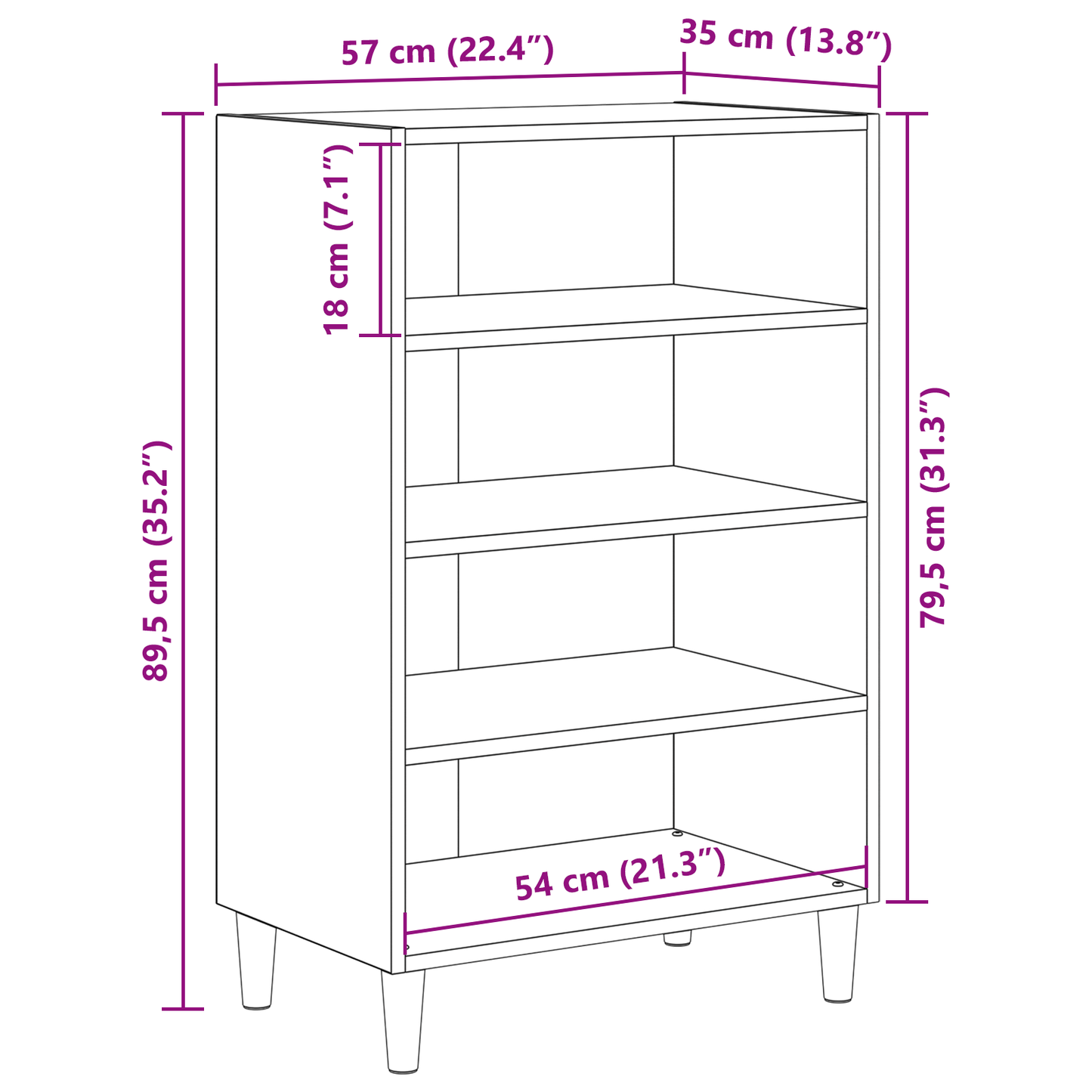 Sideboard Old wood 57 x 35 x 89.5 cm Engineered wood