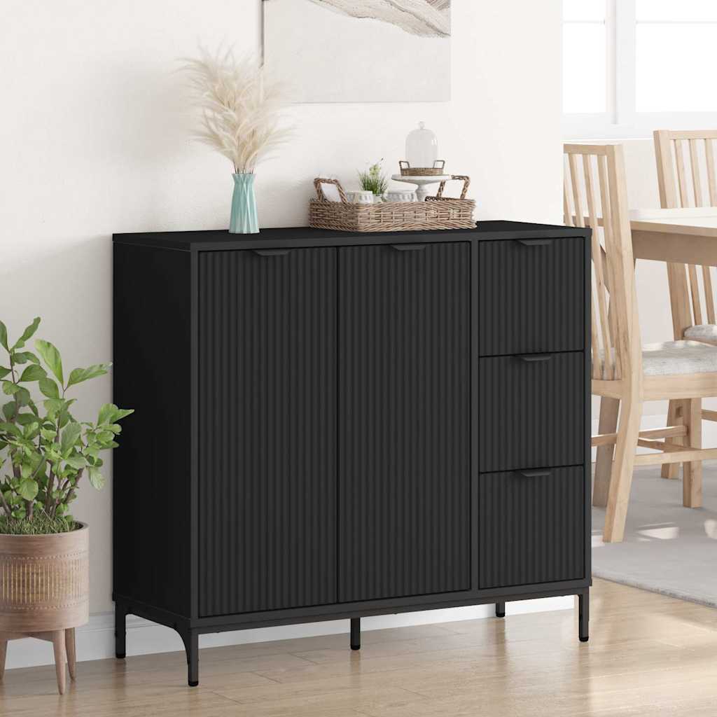 Sideboard with Drawer Black 89.5 x 33 x 82 cm Engineered wood
