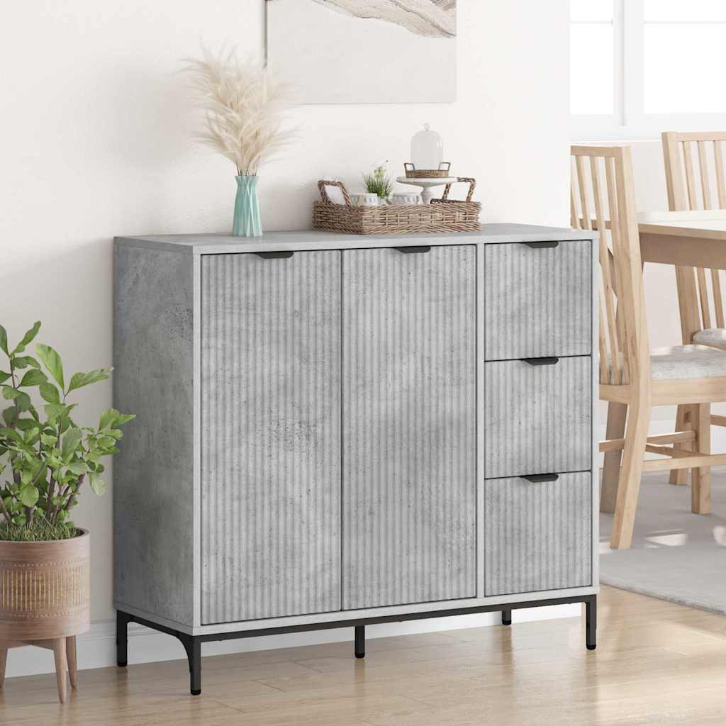 Sideboard Concrete grey 89.5 x 33 x 82 cm Engineered wood