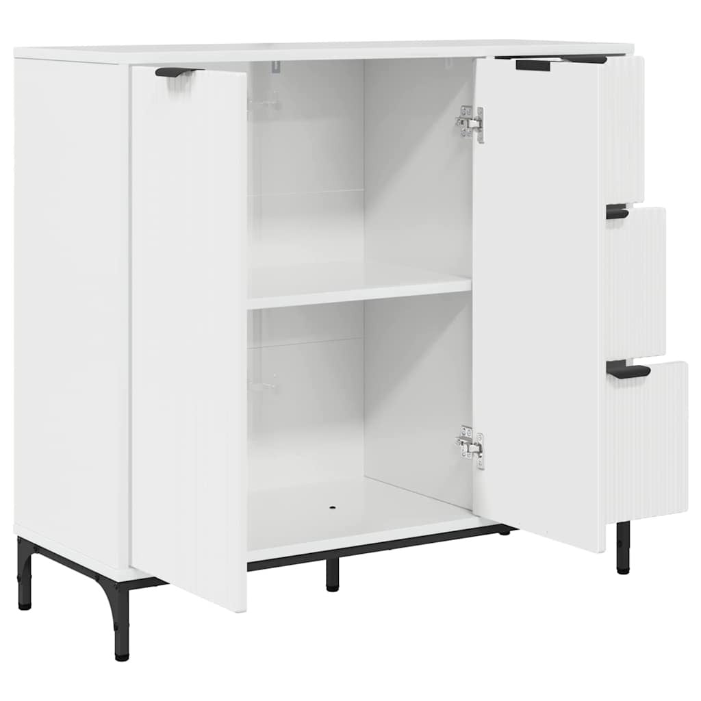 Sideboard High gloss white 89.5 x 33 x 82 cm Engineered wood