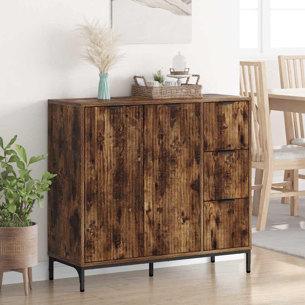 Sideboard Smoked oak 89.5 x 33 x 82 cm Engineered wood