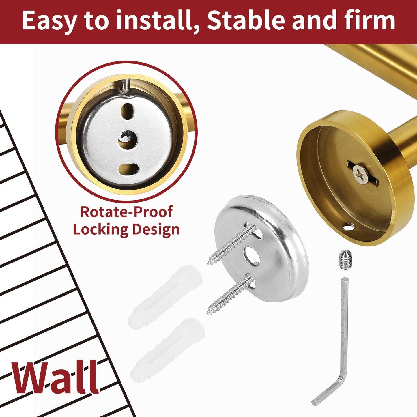 VINSANI 2pk TOILET ROLL DISPENSER BRUSH GOLDEN 1010077