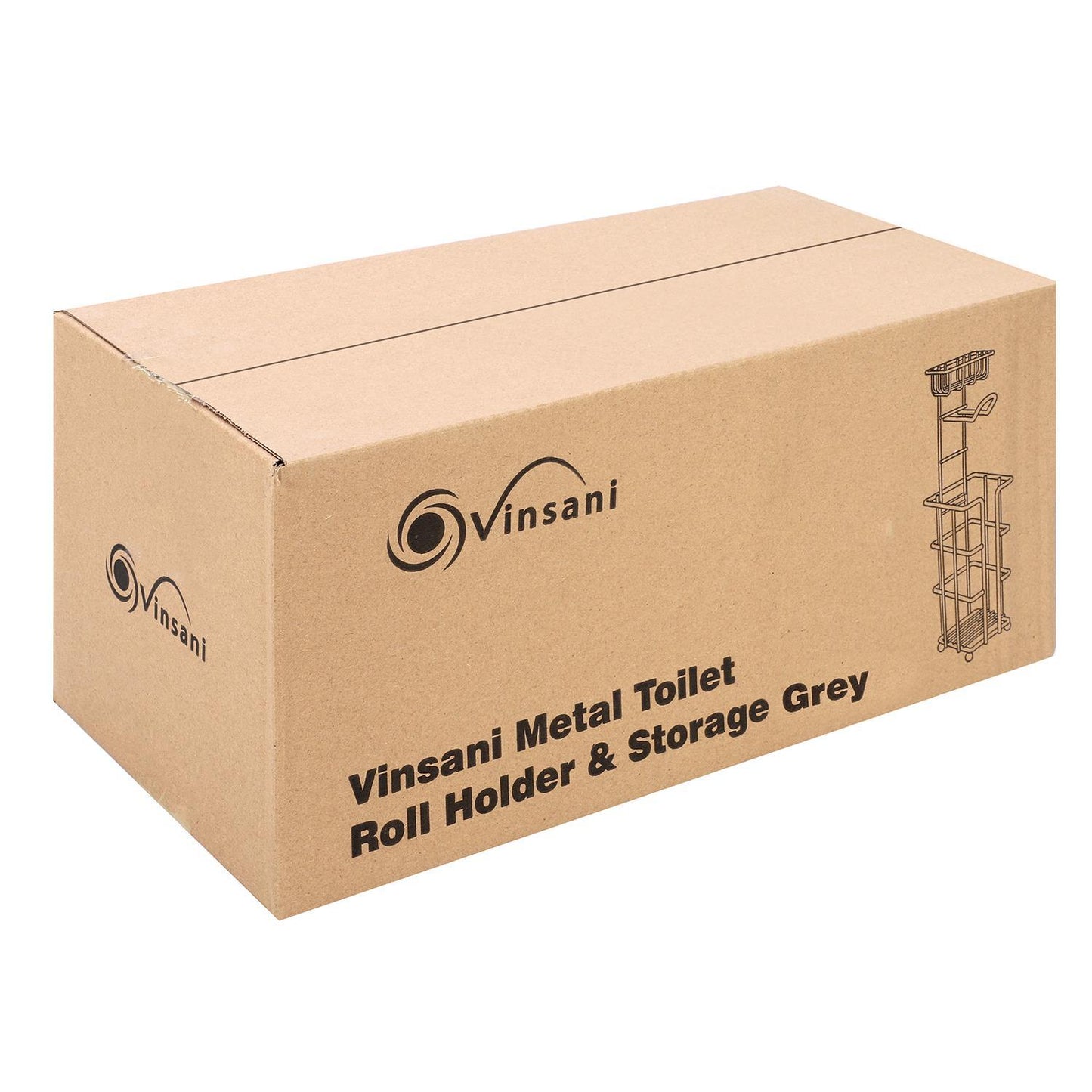 Vinsani Metal Toilet Roll Holder & Storage Grey 1010103