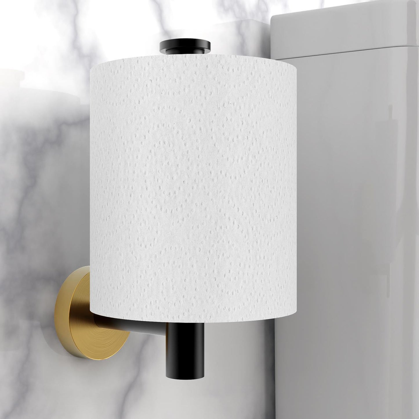 VINSANI 1pk TOILET ROLL DISPENSER BLACK & GOLDEN 1010078
