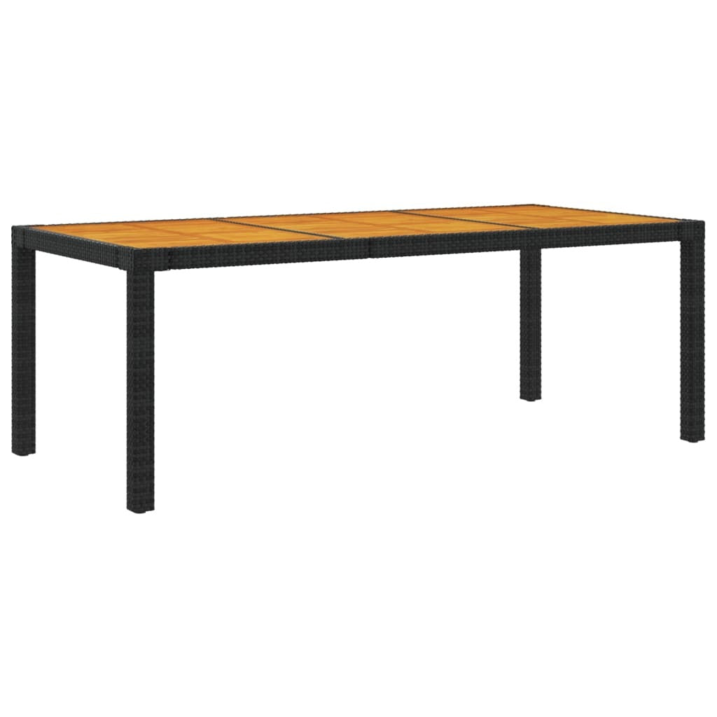 Garden Table 190x90x75 cm Poly Rattan and Acacia Wood Black