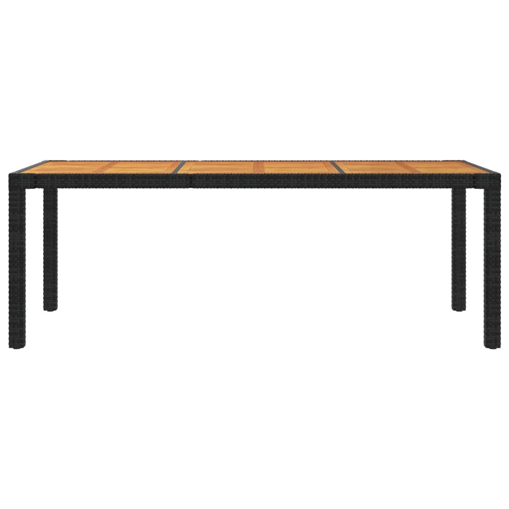 Garden Table 190x90x75 cm Poly Rattan and Acacia Wood Black