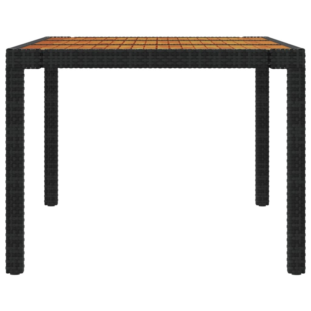 Garden Table 190x90x75 cm Poly Rattan and Acacia Wood Black